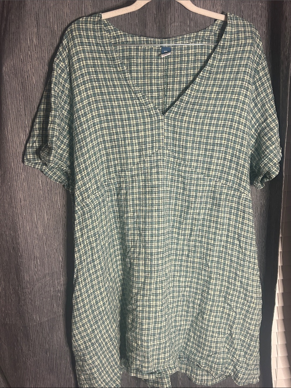 Old Navy Green Plaid Mini Dress